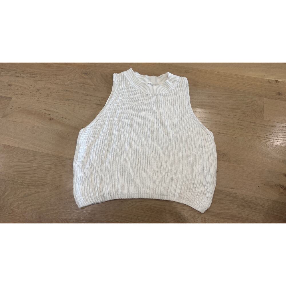 Reformation white ribbed knit sleeveless tank top size medium